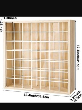 NEW Wood Grid Display Shelf with White Dividers - Natural, Holds 2oz Paints